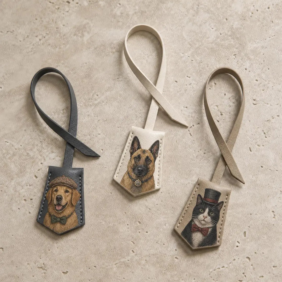 Bijou de sac en cuir personnalisé avec portrait de votre animal