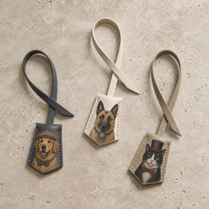 Bijou de sac en cuir personnalisé avec portrait de votre animal