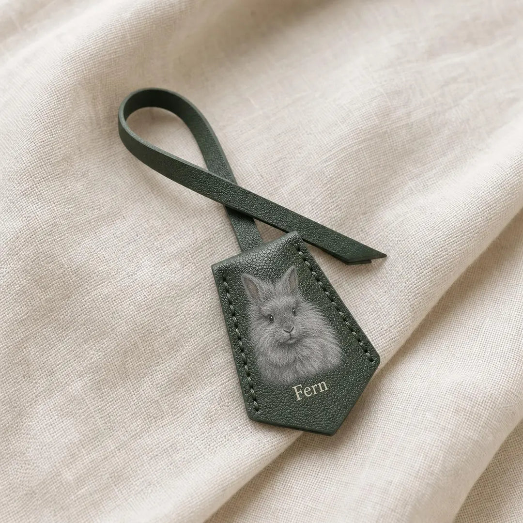 Bijou de sac en cuir personnalisé avec portrait de votre animal