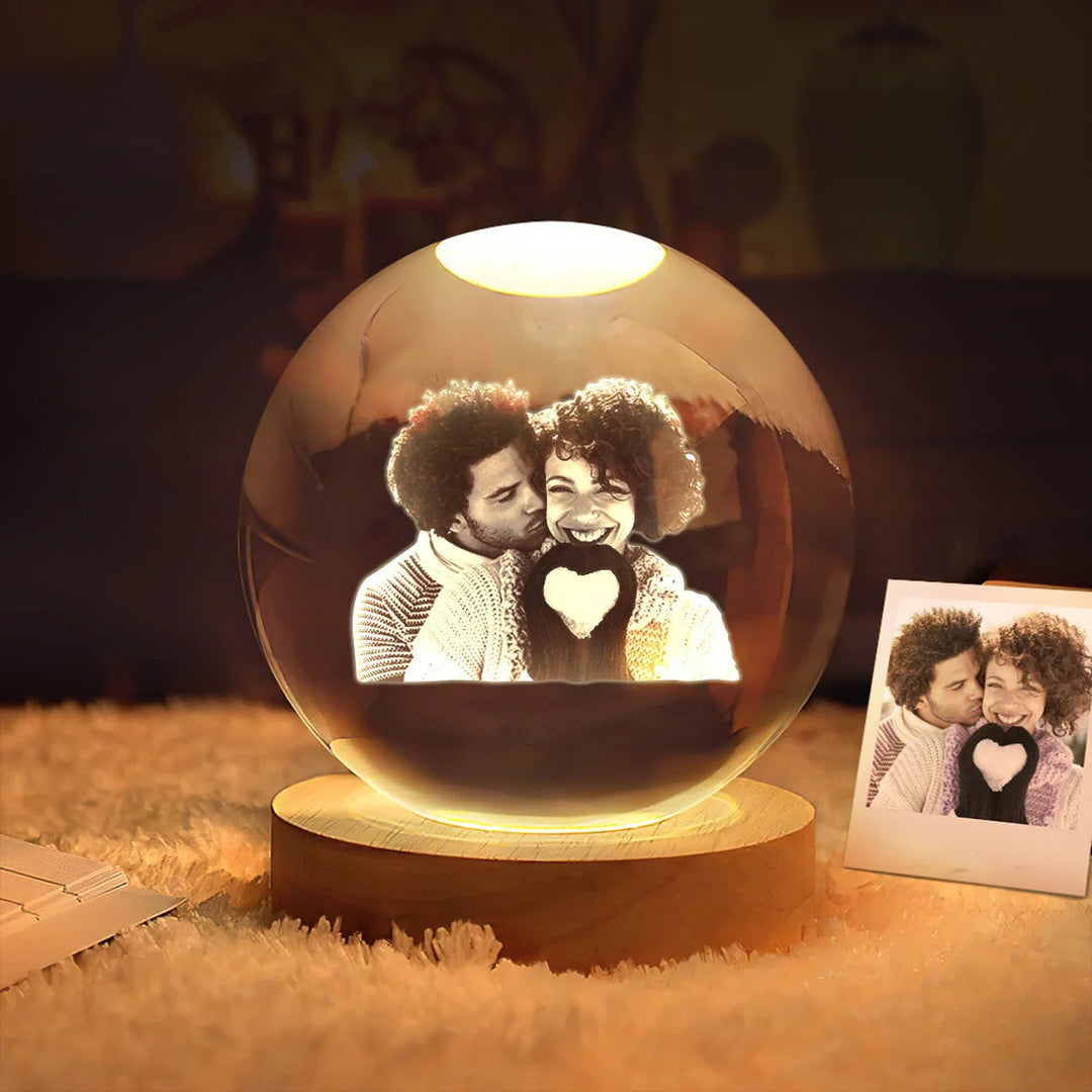 Boule de cristal photo 3D personnalisée, cadeau pour votre amour