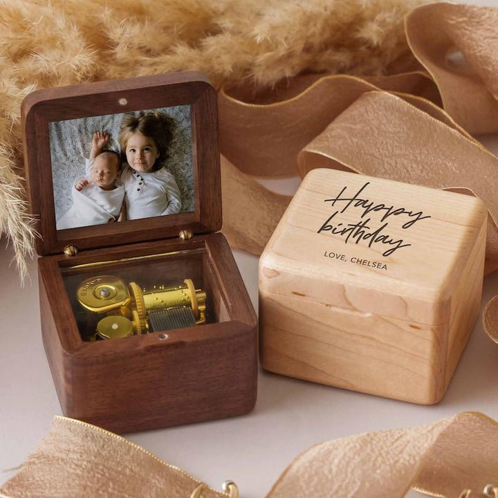 Boîte à musique personnalisée avec photo, cadeau pour la fête des mères, cadeau pour papa et maman