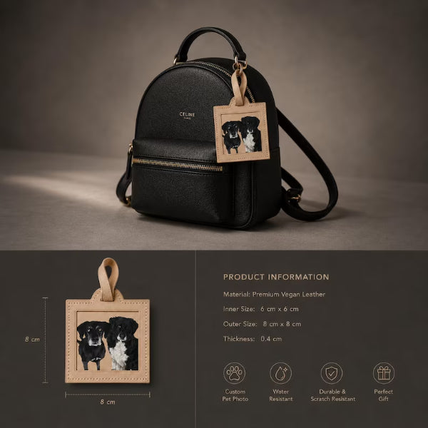 Bijou de sac en cuir personnalisé avec portrait d’animal
