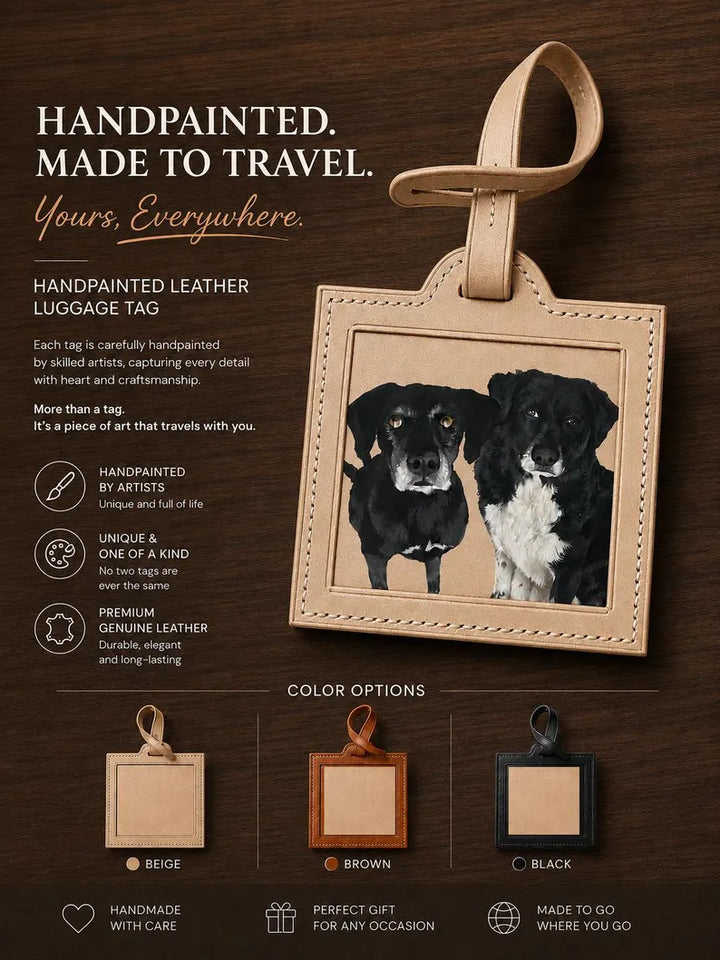Bijou de sac en cuir personnalisé avec portrait d’animal