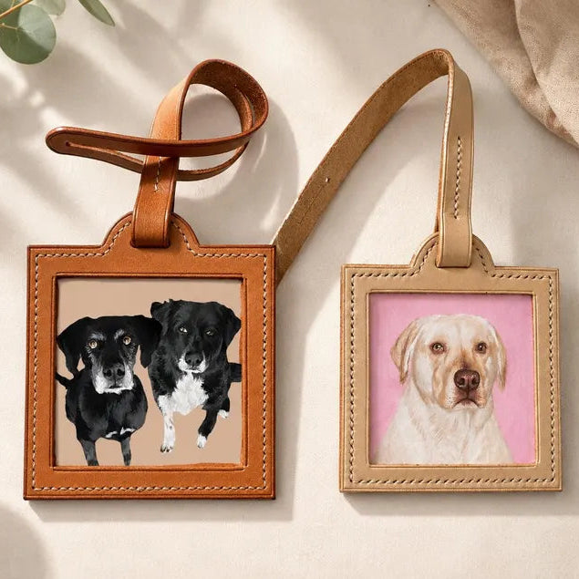 Bijou de sac en cuir personnalisé avec portrait d’animal