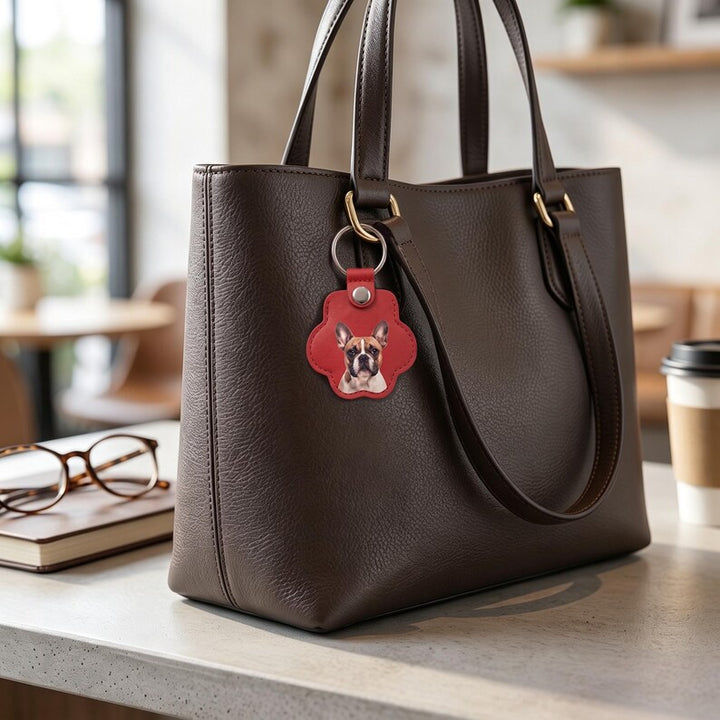 Porte-clés en cuir personnalisé avec portrait de votre animal