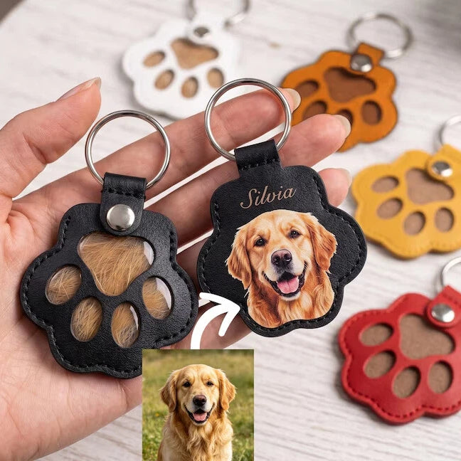 Porte-clés en cuir personnalisé avec portrait de votre animal