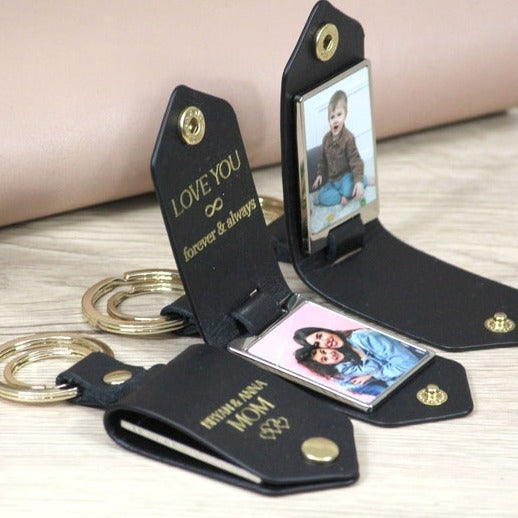 Porte-clés photo en cuir personnalisé avec photo
