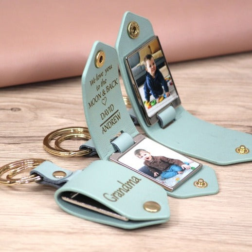 Porte-clés photo en cuir personnalisé avec photo