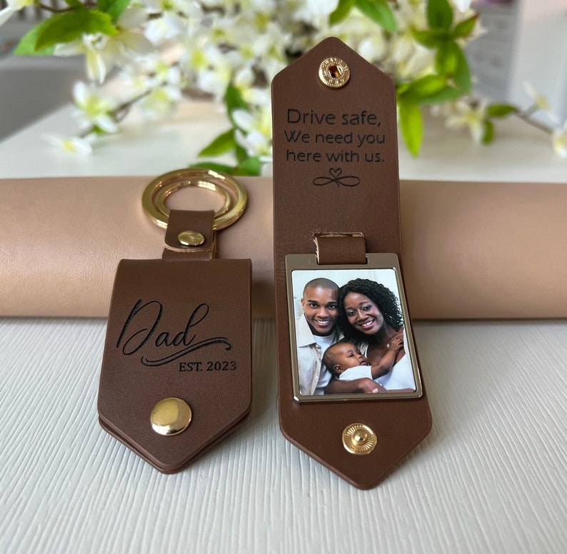 Porte-clés photo en cuir personnalisé avec photo