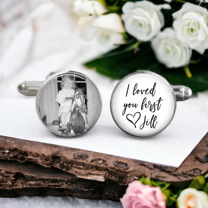 Boutons de manchette personnalisés - Je t'aime d'abord - Cadeau pour papa