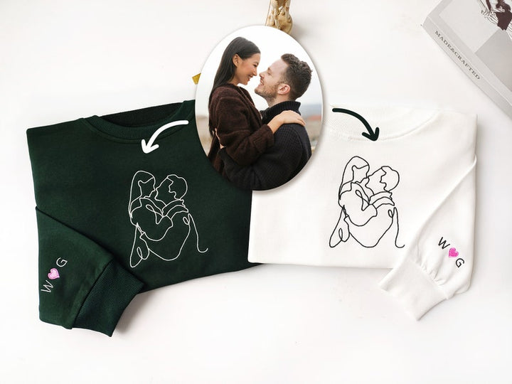 Portrait brodé personnalisé pull cadeau pour papa