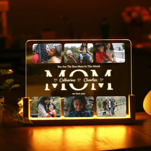 Veilleuse photo de famille personnalisée - Cadeau pour maman
