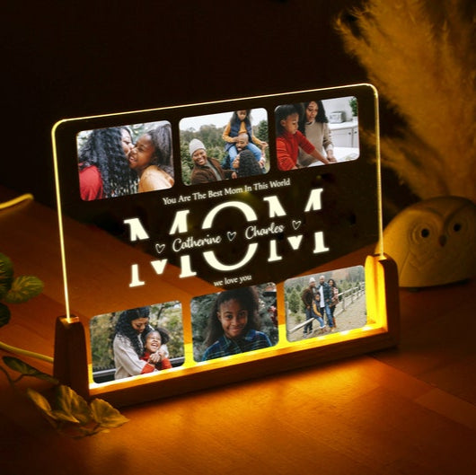 Veilleuse photo de famille personnalisée - Cadeau pour maman