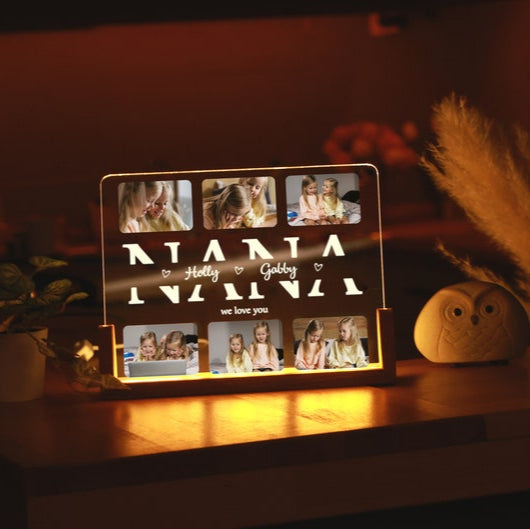 Veilleuse photo de famille personnalisée - Cadeau pour maman
