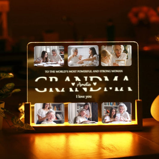 Veilleuse photo de famille personnalisée - Cadeau pour maman