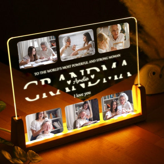 Veilleuse photo de famille personnalisée - Cadeau pour maman