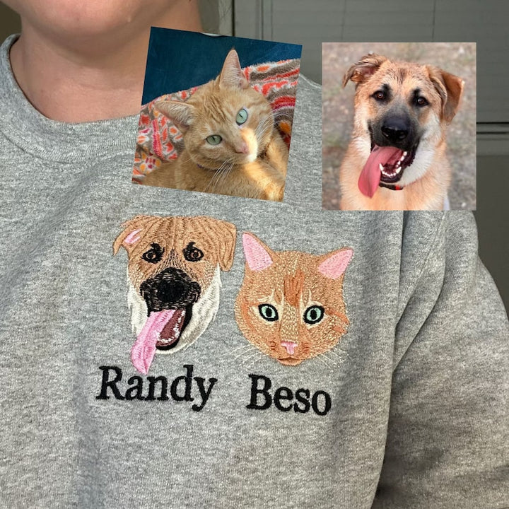 Sweatshirt / Tee portrait d’animal Broderie de couleur,chien/chat
