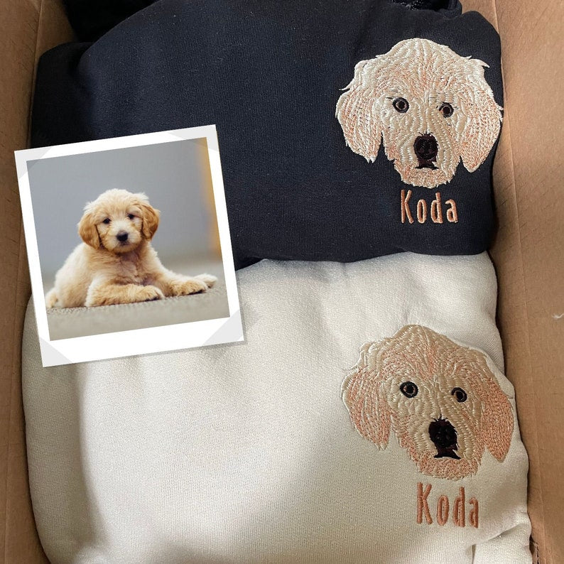 Sweatshirt / Tee portrait d’animal Broderie de couleur,chien/chat
