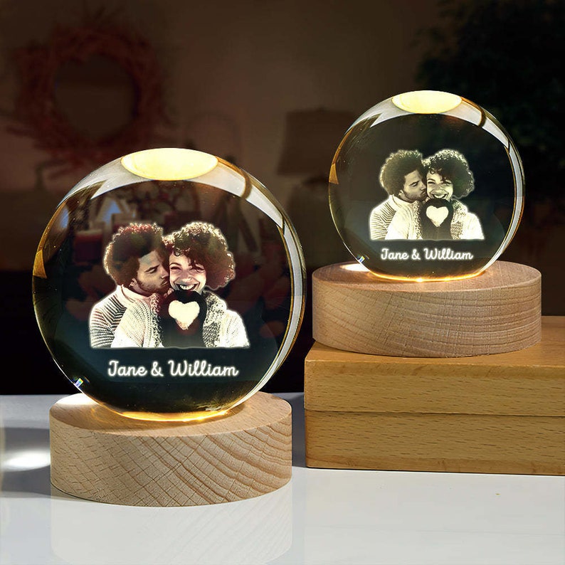 Veilleuse boule de cristal photo 2D personnalisée
