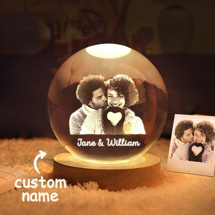 Veilleuse boule de cristal photo 2D personnalisée