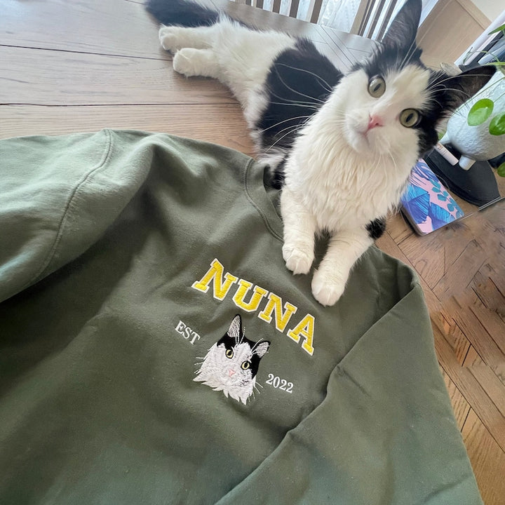Sweat-shirt portrait d’animal Broderie de couleur