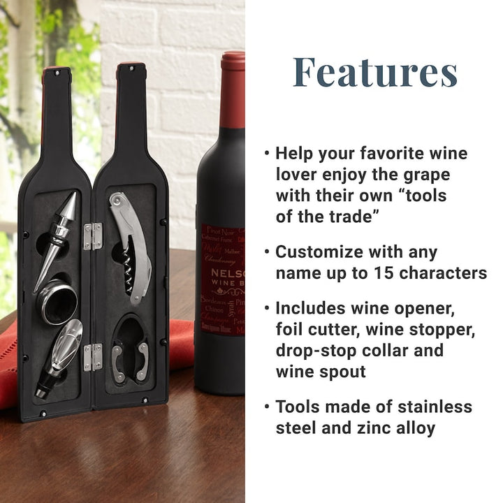 Coffret d'ustensiles de service à vin personnalisés - Le meilleur cadeau de fête des pères pour les amateurs de vin
