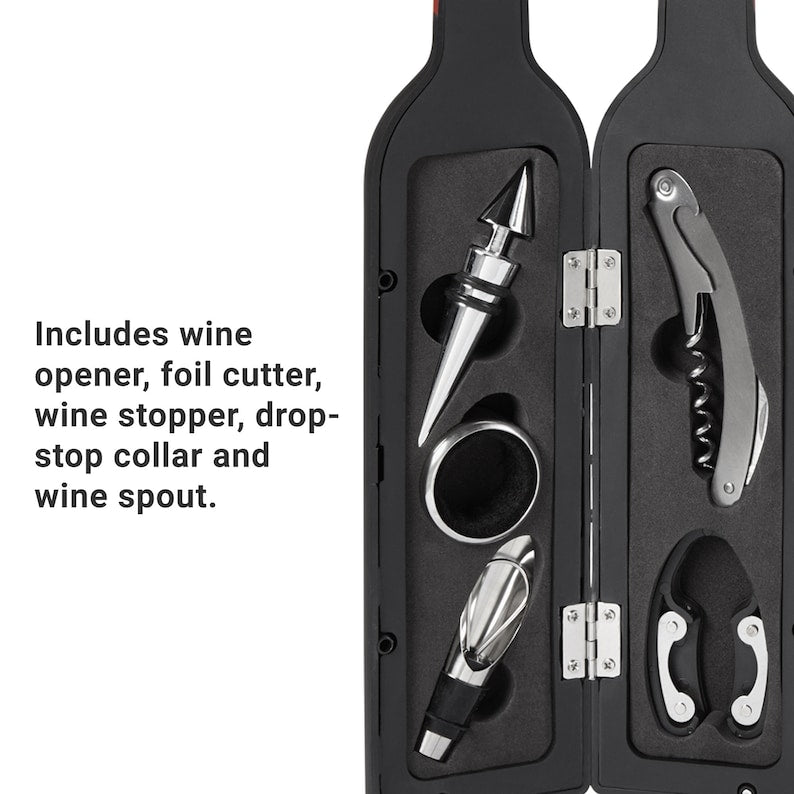 Coffret d'ustensiles de service à vin personnalisés - Le meilleur cadeau de fête des pères pour les amateurs de vin