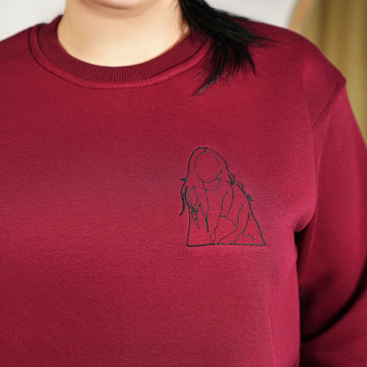 Portrait de famille brodé personnalisé à partir d'un sweat-shirt photo