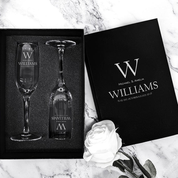 Coffret cadeau flûte à champagne, ensemble de flûtes à champagne personnalisées pour couples