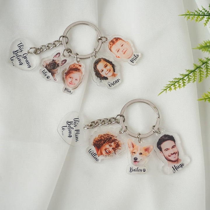 Porte-clés personnalisé pour famille: Mère, Nom, Bébé - Cadeau Fête des Mères