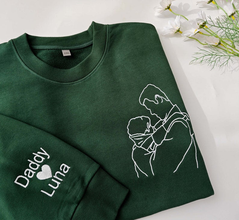 Portrait brodé personnalisé pull cadeau pour papa