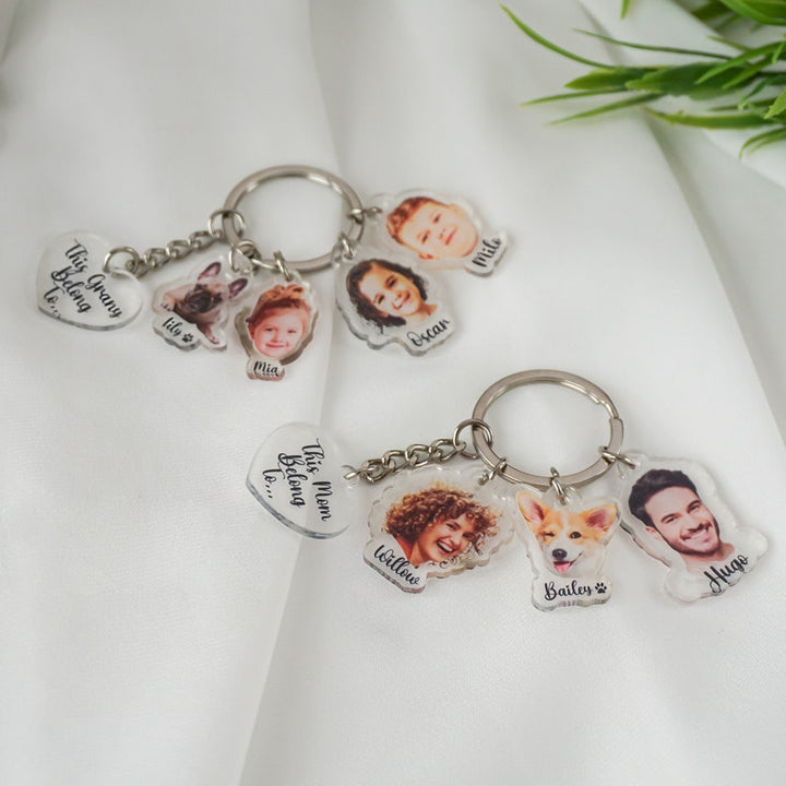 Porte-clés personnalisé pour famille: Mère, Nom, Bébé - Cadeau Fête des Mères