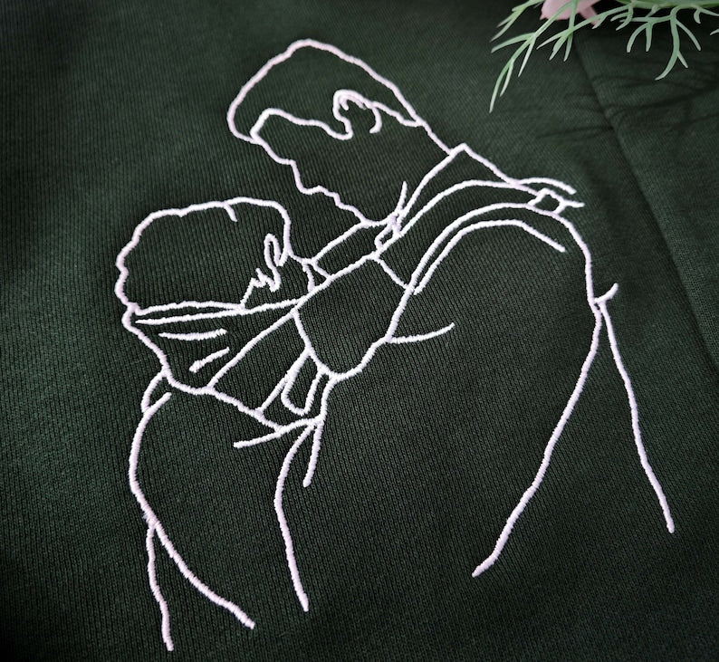 Portrait brodé personnalisé pull cadeau pour papa