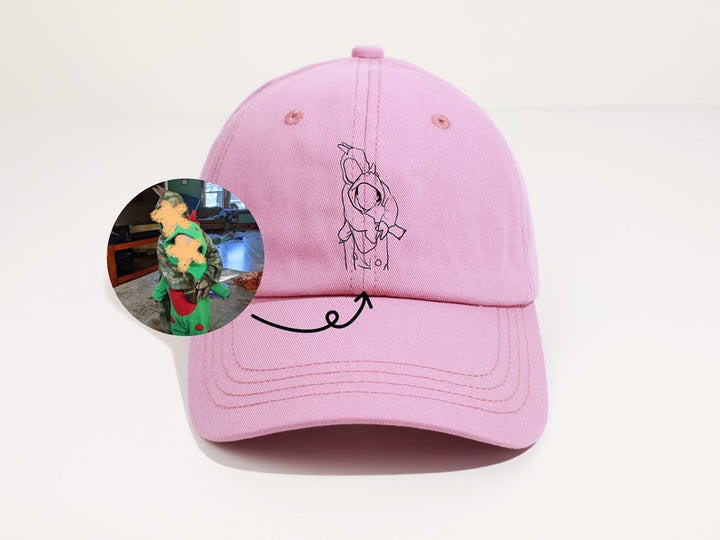 Chapeau Brodé Photo Portrait Contour Personnalisé Pour PAPA