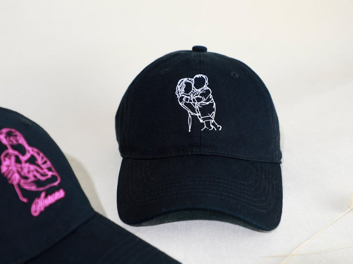 Chapeau Brodé Photo Portrait Contour Personnalisé Pour PAPA