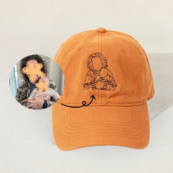Chapeau Brodé Photo Portrait Contour Personnalisé Pour PAPA