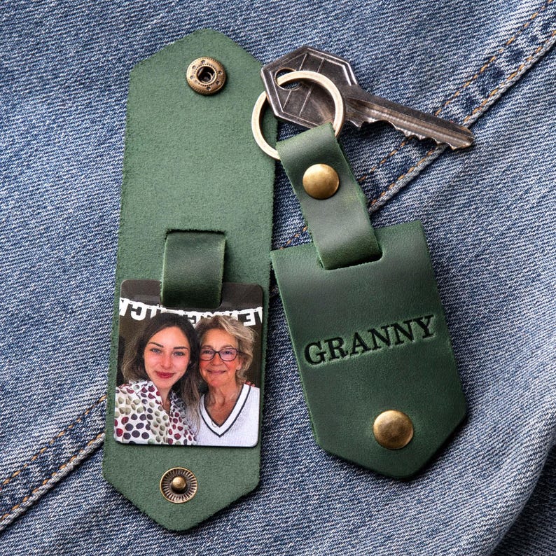 Porte-clés en cuir personnalisé pour maman, cadeau personnalisé pour maman, porte-clés en cuir avec texte et photo