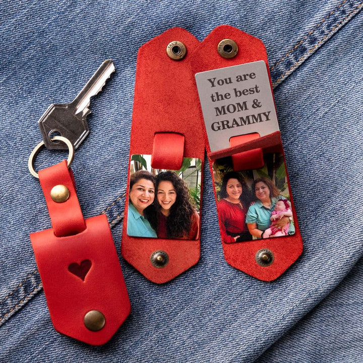 Porte-clés en cuir personnalisé pour maman, cadeau personnalisé pour maman, porte-clés en cuir avec texte et photo