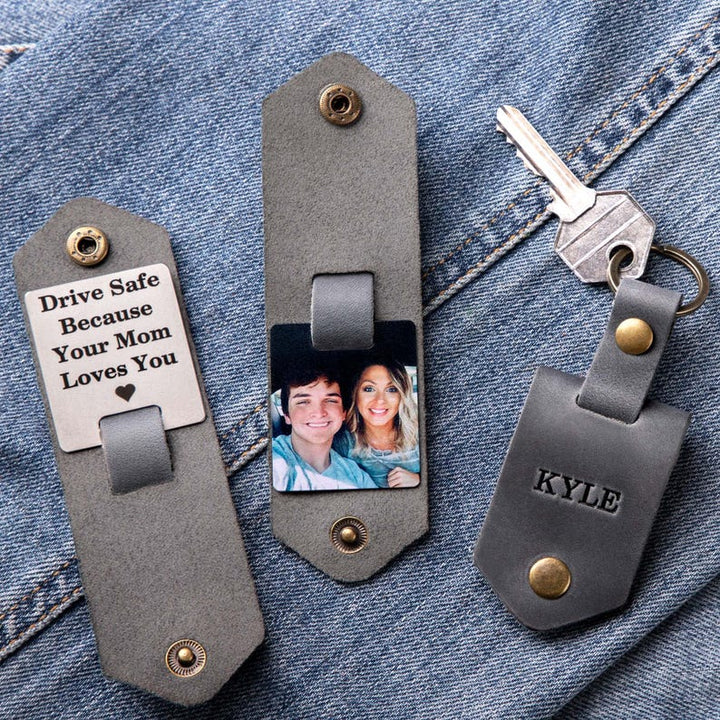 Porte-clés en cuir personnalisé pour maman, cadeau personnalisé pour maman, porte-clés en cuir avec texte et photo