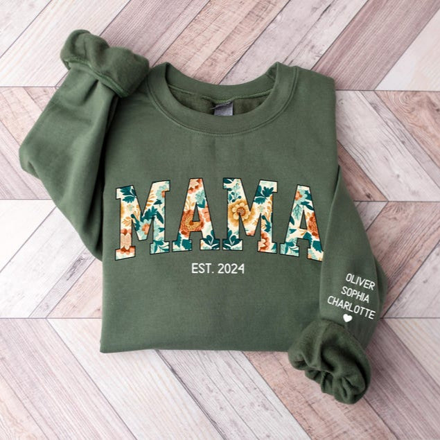Sweat MAMA à imprimé fleuri