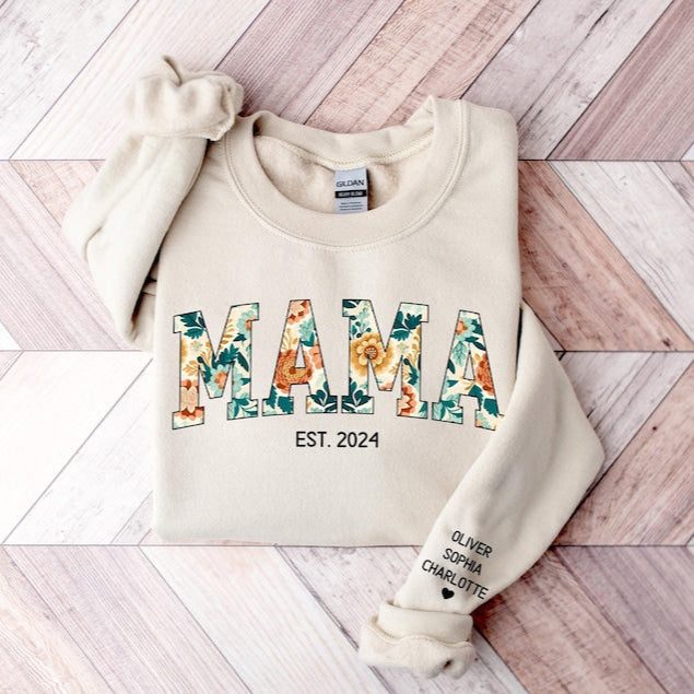 Sweat MAMA à imprimé fleuri
