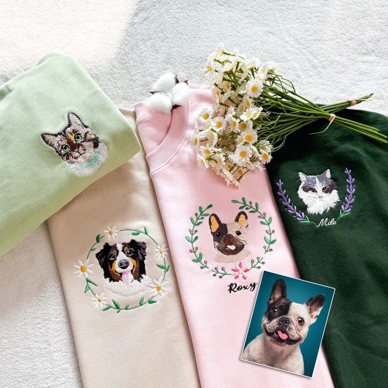 Sweat brodé couleur portrait personnalisé