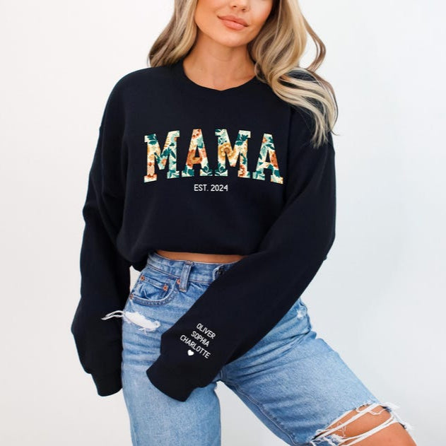 Sweat MAMA à imprimé fleuri