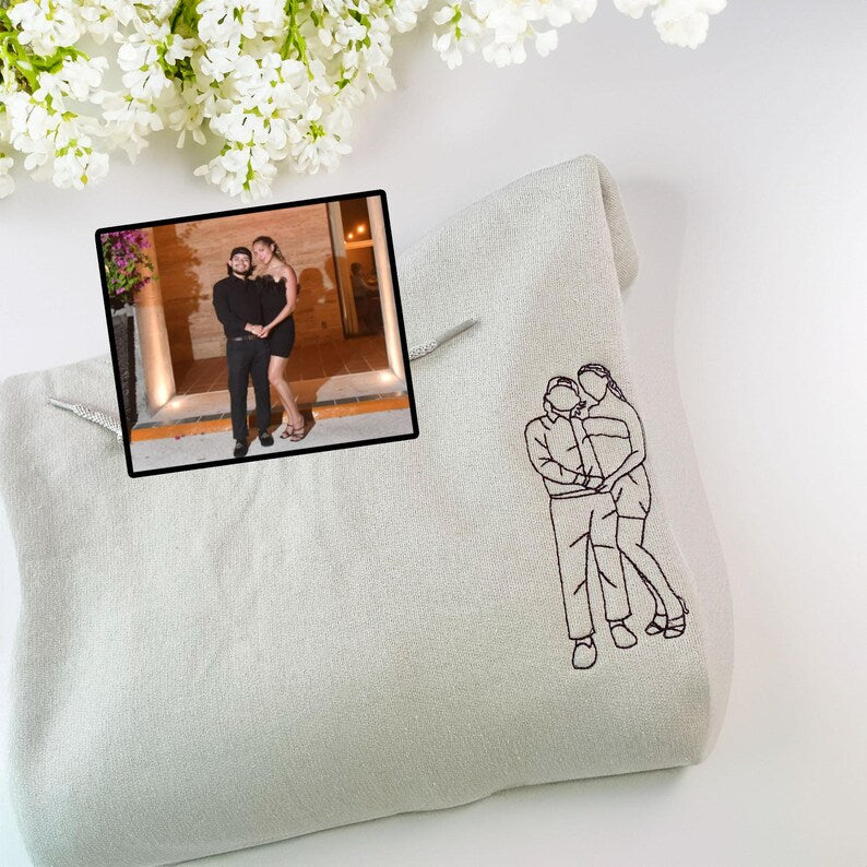 Broderie couple ligne personnalisée