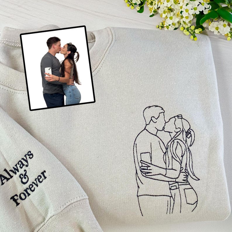 Broderie couple ligne personnalisée