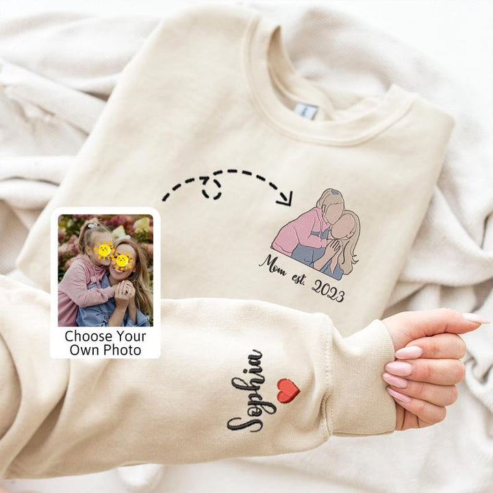 Sweat-shirt photo brodé personnalisé avec ma maman