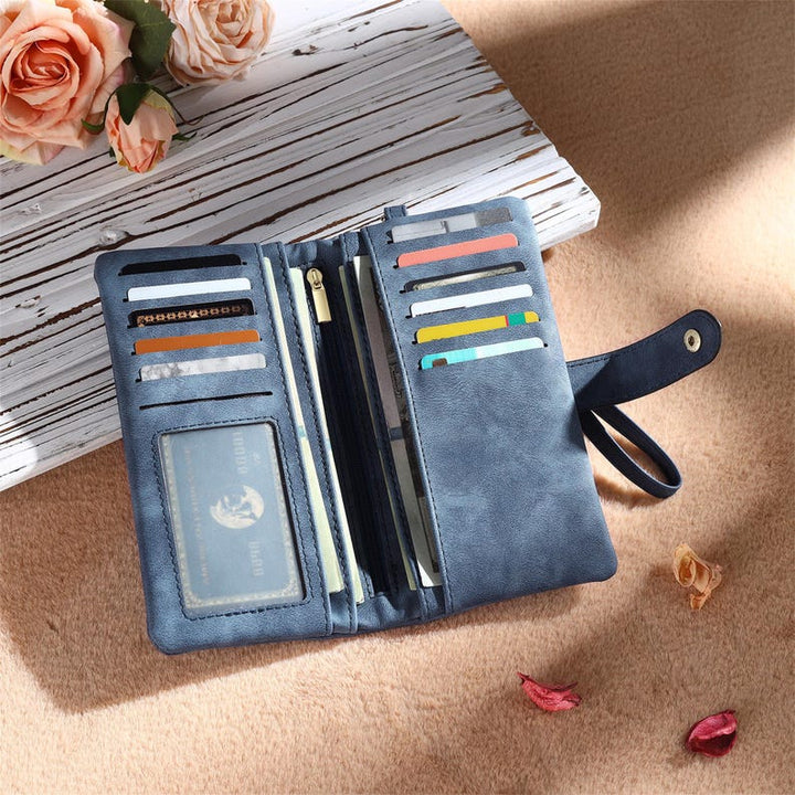 Portefeuille long en cuir personnalisé pour femme, porte-monnaie avec fleur et nom de naissance,  cadeau de fête des mères pour maman