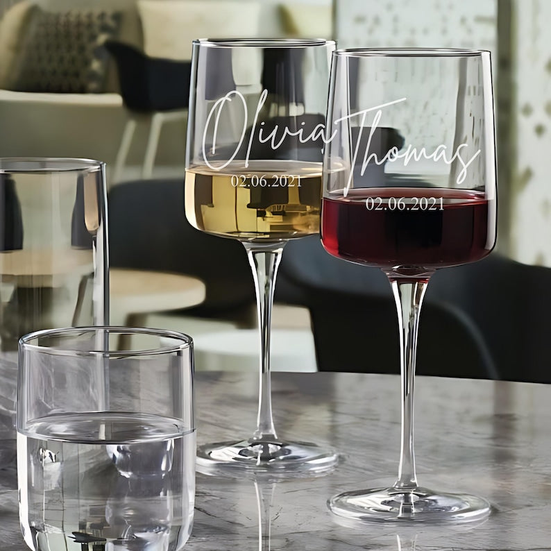 Verre à vin rouge Bordeaux gravé personnalisé - Cadeau fête des pères