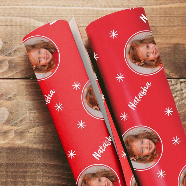 Papier cadeau personnalisé pour Noël, motif flocon de neige