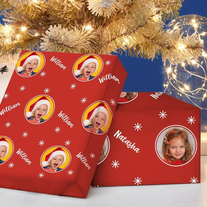 Papier cadeau personnalisé pour Noël, motif flocon de neige